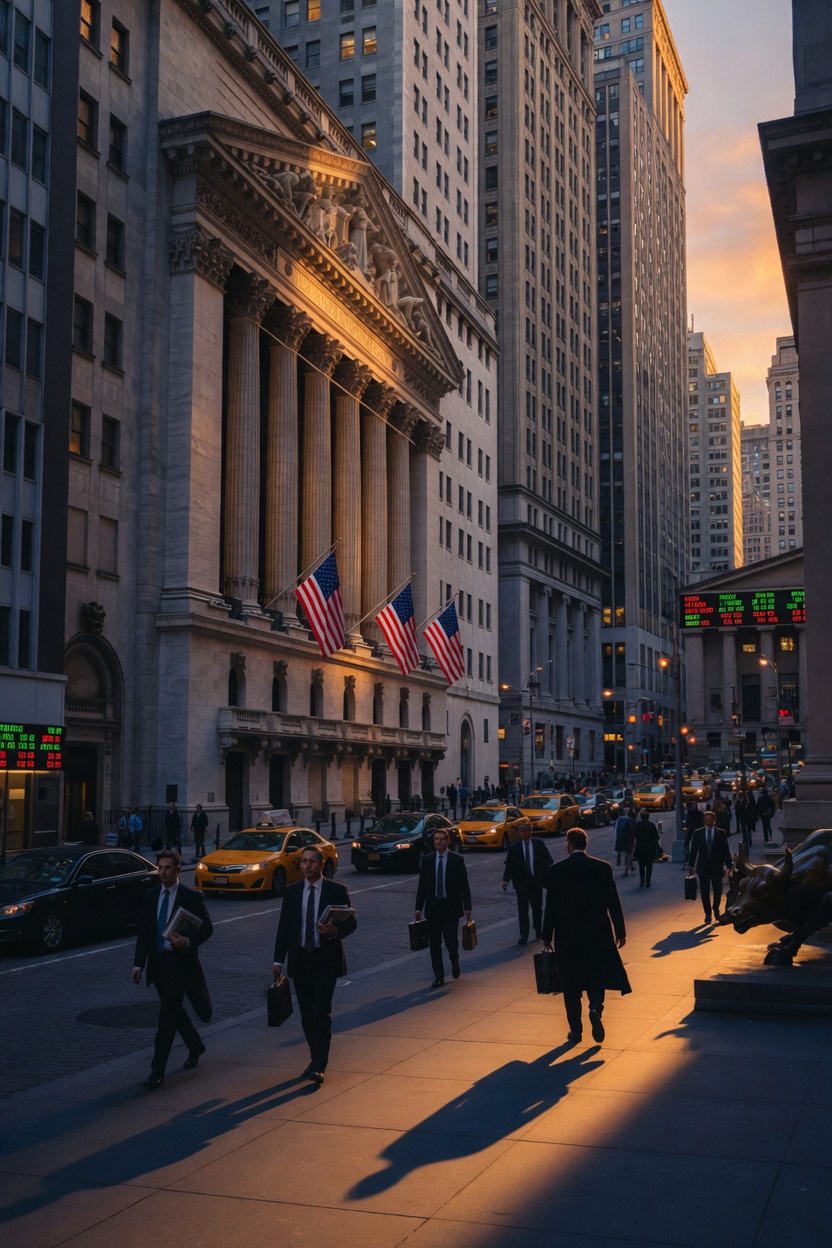 Wall Street representing the S&P 500 — click for brief history